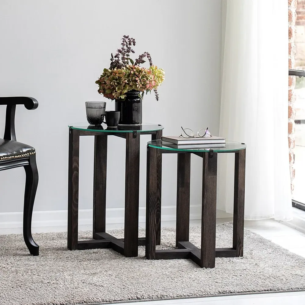 Amalfi Nesting Side Tables - Anthracite, Tempered Glass product