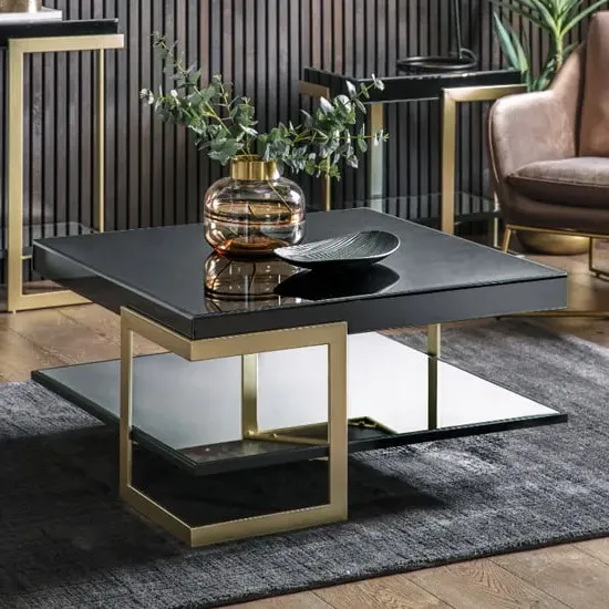 Amana Glass Top Coffee Table - Gold, Glass