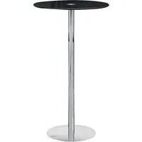 Amansinaya Round Bar Table - Black Glass, Chrome Base