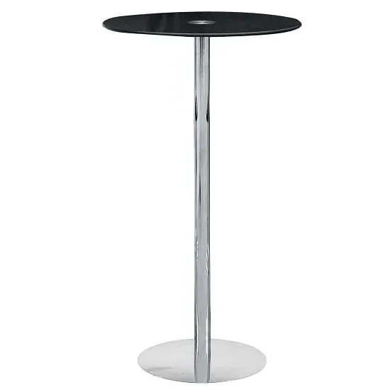Amansinaya Round Bar Table - Black Glass, Chrome Base image
