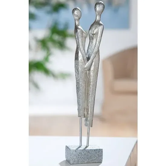 Amantia Lovers Sculpture - Silver, Polyresin image