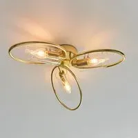Amari Clear Glass Shade Semi Flush Light - Brass