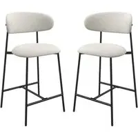 Amarillo Bar Chairs Pair with Swivel - Ivory, Fabric