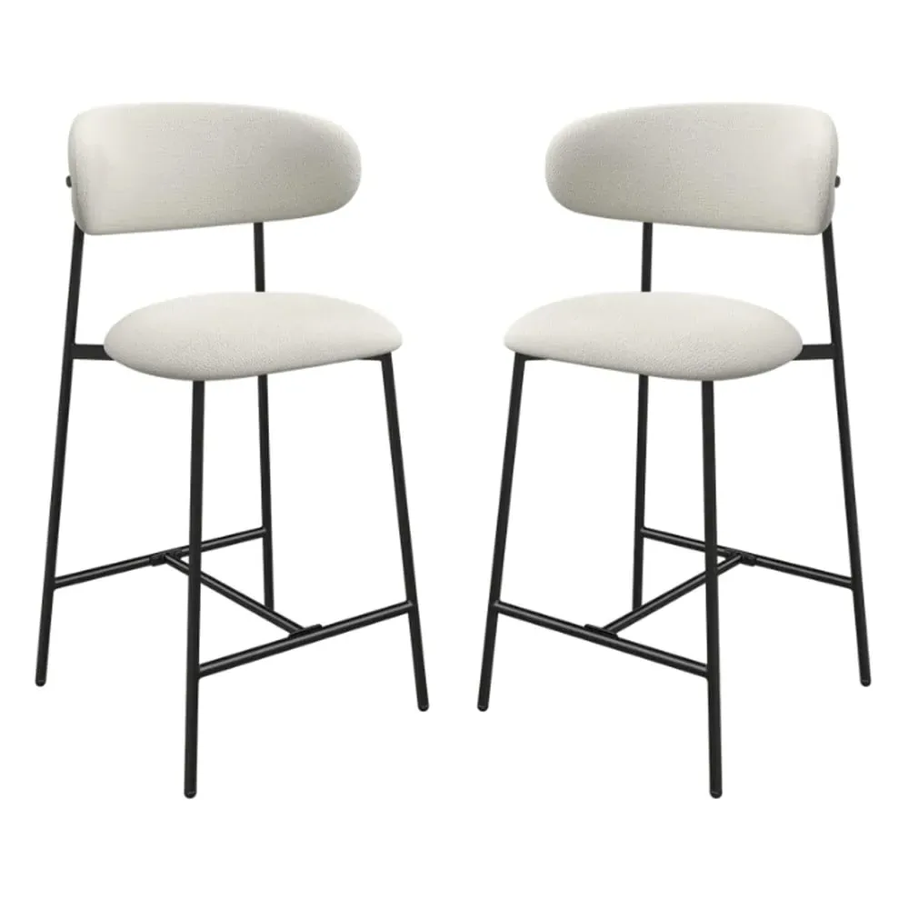 Amarillo Bar Chairs Pair with Swivel - Ivory, Fabric image