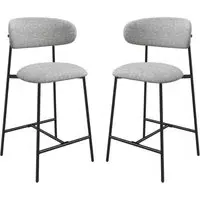 Amarillo Bar Chairs Pair with Swivel - Light Grey, Fabric