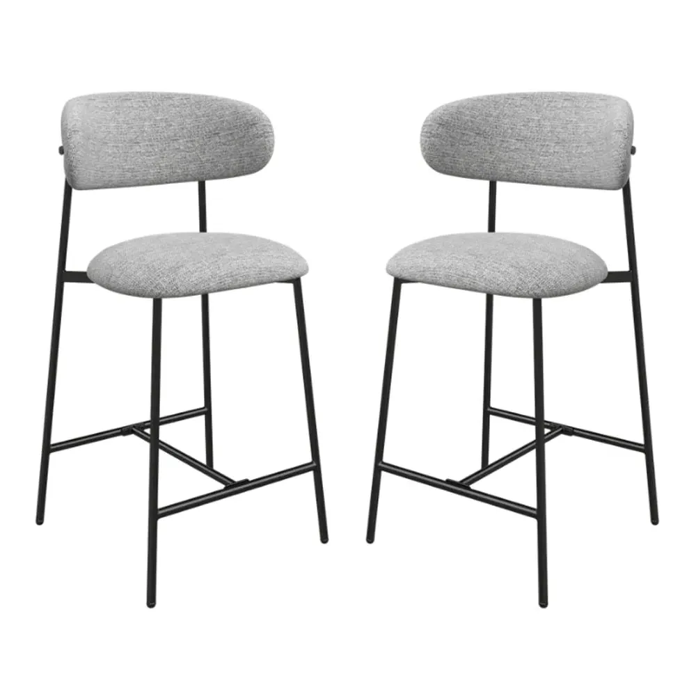 Amarillo Bar Chairs Pair with Swivel - Light Grey, Fabric