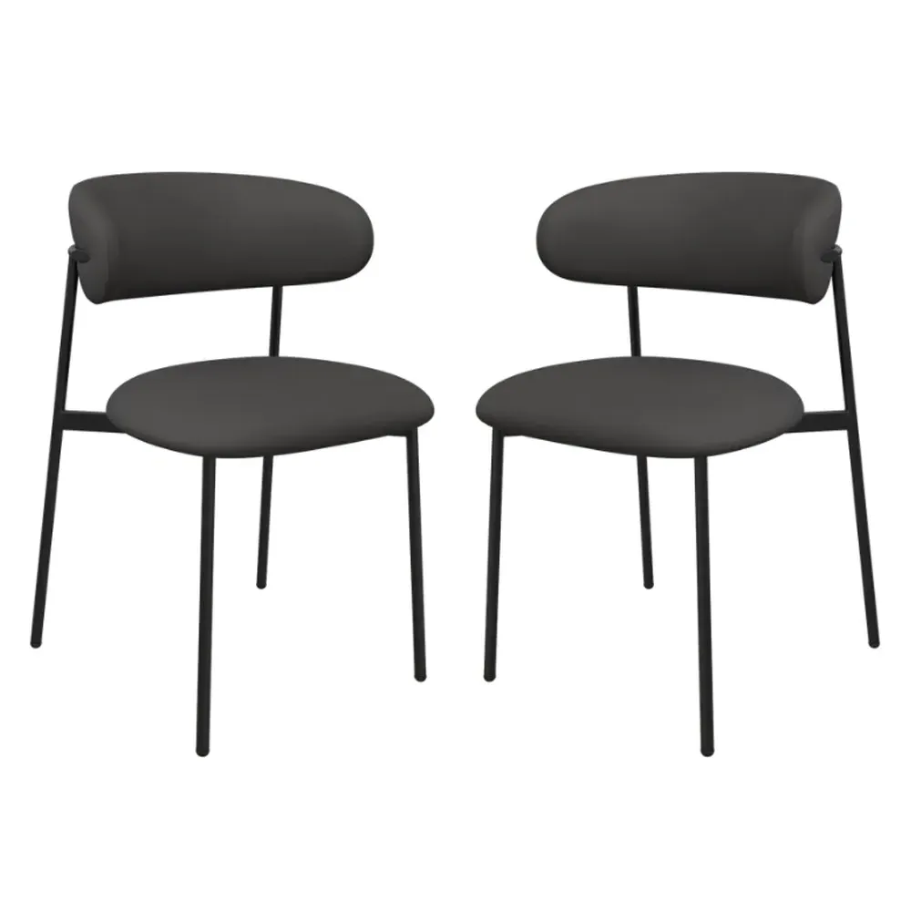 Amarillo Dining Chairs in Pair - Dark Grey, Faux Leather product