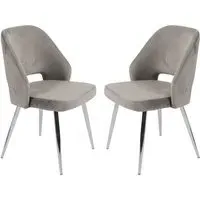 Amarillo Dining Chairs in Pair - Grey, Velvet