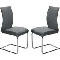 Amarillo Dining Chairs Pair - Grey, PU Leather