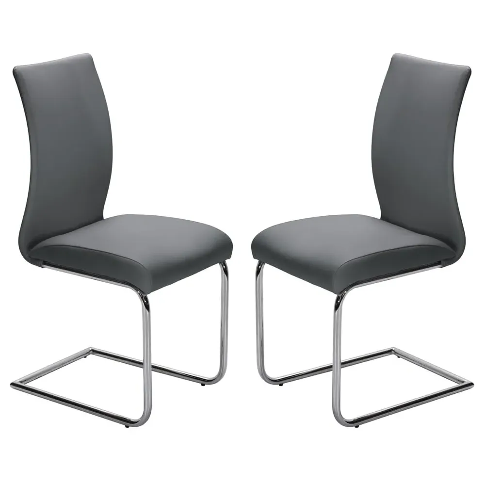 Amarillo Dining Chairs Pair - Grey, PU Leather image