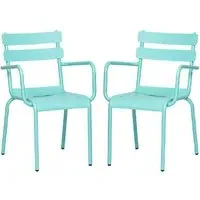 Amarillo Outdoor Arm Chairs Pair - Blue, Aluminium