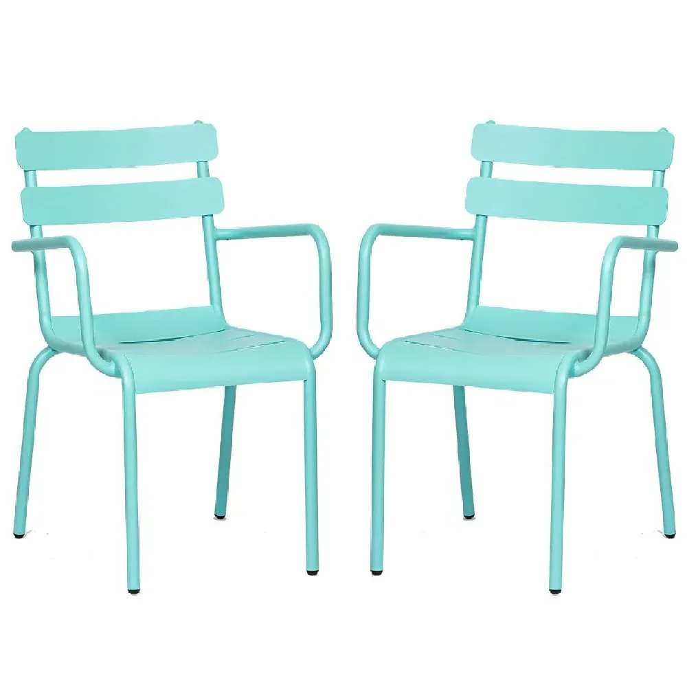 Amarillo Outdoor Arm Chairs Pair - Blue, Aluminium