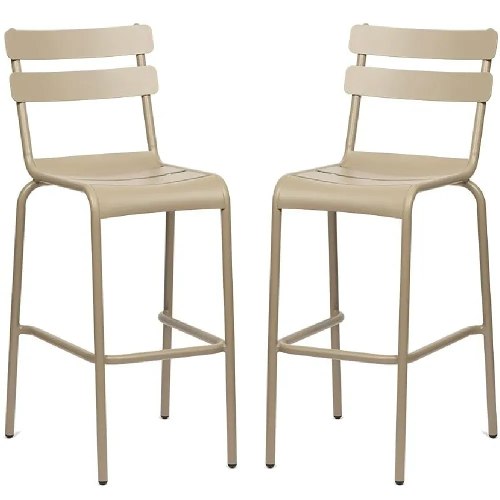 Amarillo Outdoor Bar Chairs Pair - Taupe, Aluminium