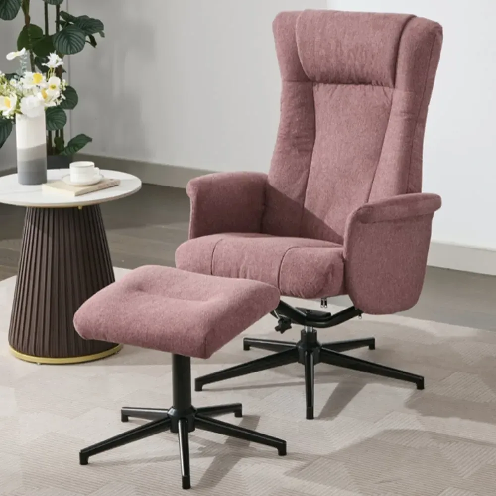 Amarillo Reclining Chair with Stool - Rose, Fabric product
