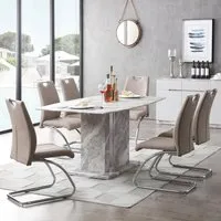 Amarillo Rectangular Dining Table with 6 Chairs - Champagne