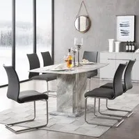 Amarillo Rectangular Dining Table with 6 Chairs - Grey
