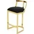 Ambon Bar Chair with Gold Metal Legs - Black, Velvet