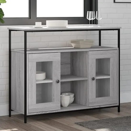 Ambon Sideboard with 2 Doors 1 Shelf - Grey, Engineered Wood