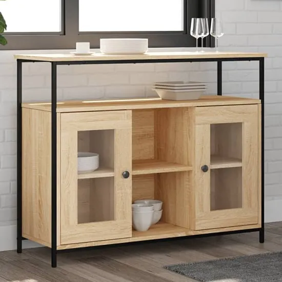 Ambon Sideboard with 2 Doors 1 Shelf - Sonoma Oak, Engineered Wood