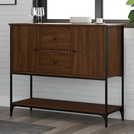 Ambon Sideboard with 2 Doors 2 Drawers - Brown, Engineered Wood