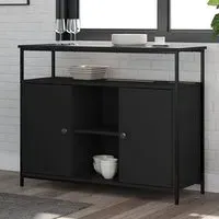 Ambon Sideboard with 2 Doors - Black, Engineered Wood