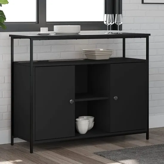 Ambon Sideboard with 2 Doors - Black, Engineered Wood