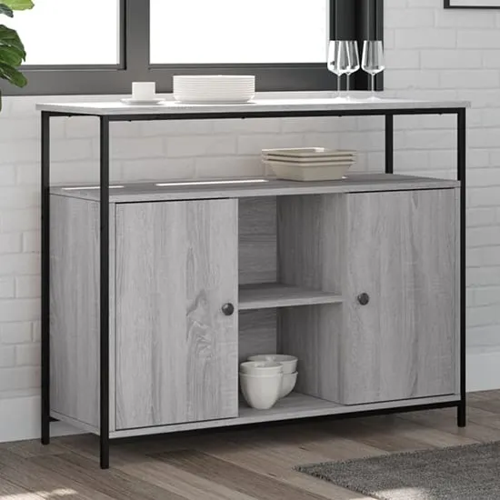 Ambon Sideboard with 2 Doors - Grey, Engineered Wood