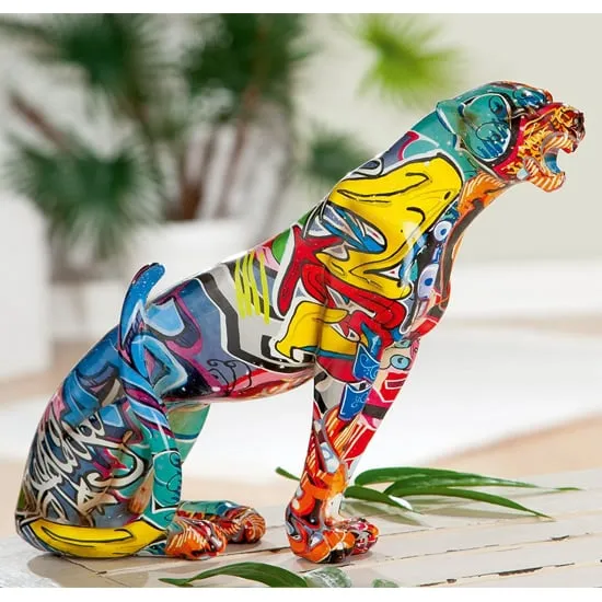 Ameli Leopard Pop Art Design Sculpture - Multicolor, Polyresin
