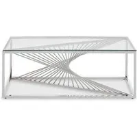 Amelia Coffee Table - Clear Glass, Silver Base