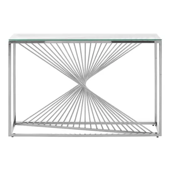 Amelia Console Table - Clear Glass, Silver Metal