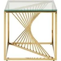 Amelia End Table - Clear Glass, Gold Metal