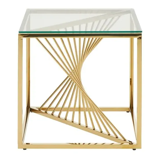 Amelia End Table - Clear Glass, Gold Metal