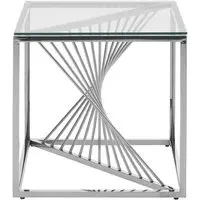 Amelia End Table - Clear Glass, Silver Metal