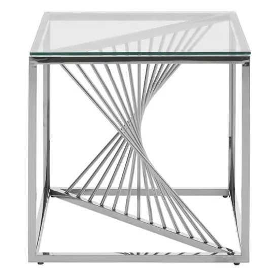 Amelia End Table - Clear Glass, Silver Metal