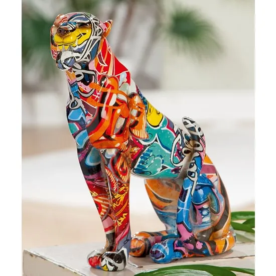 Amelia Leopard Pop Art Design Sculpture - Multicolor, Polyresin