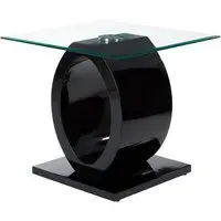 Amelia Side Table - Clear Glass, Black Base