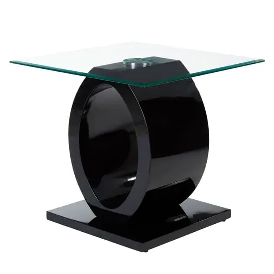 Amelia Side Table - Clear Glass, Black Base