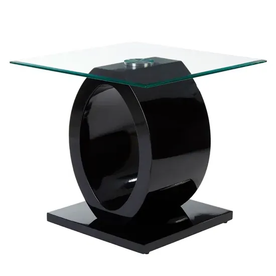 Amelia Side Table - Clear Glass, Black High Gloss product