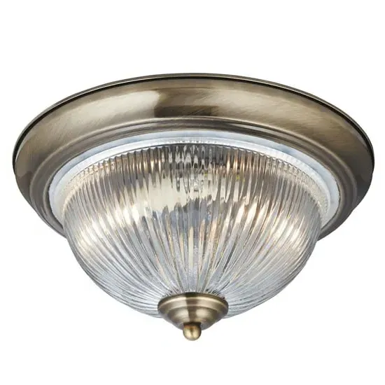 American Diner 2 Light Ceiling Flush Light - Antique Brass image