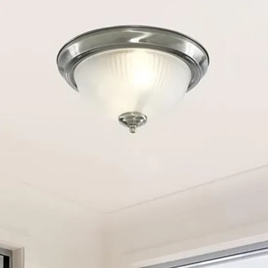 American Diner 2 Light Ceiling Flush Light - Satin Chrome