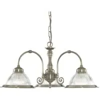 American Diner 3 Light Ceiling Pendant - Antique Brass
