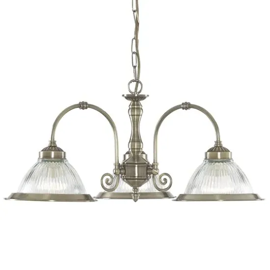 American Diner 3 Light Ceiling Pendant - Antique Brass