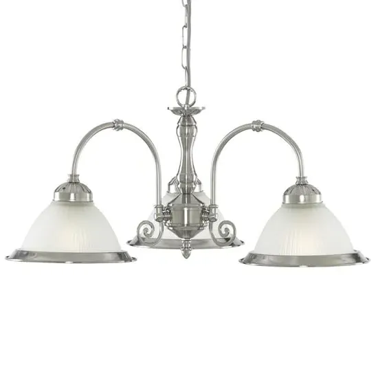American Diner 3 Light Ceiling Pendant - Satin Silver