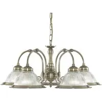 American Diner 5 Light Ceiling Pendant - Antique Brass