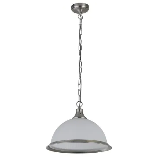American Glass Diner 3 Light Pendant Light - White, Silver image