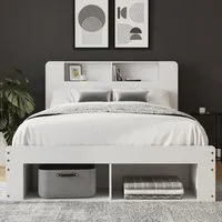Americus Double Ottoman Storage Bed - White, Wood alternate view