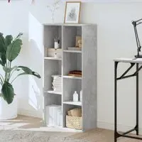 Ames 7 Compartment Bookcase - Concrete Grey, Engineered Wood
