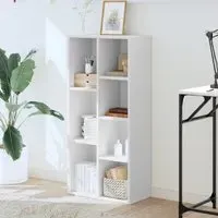 Ames 7 Compartment Bookcase - White, Engineered Wood