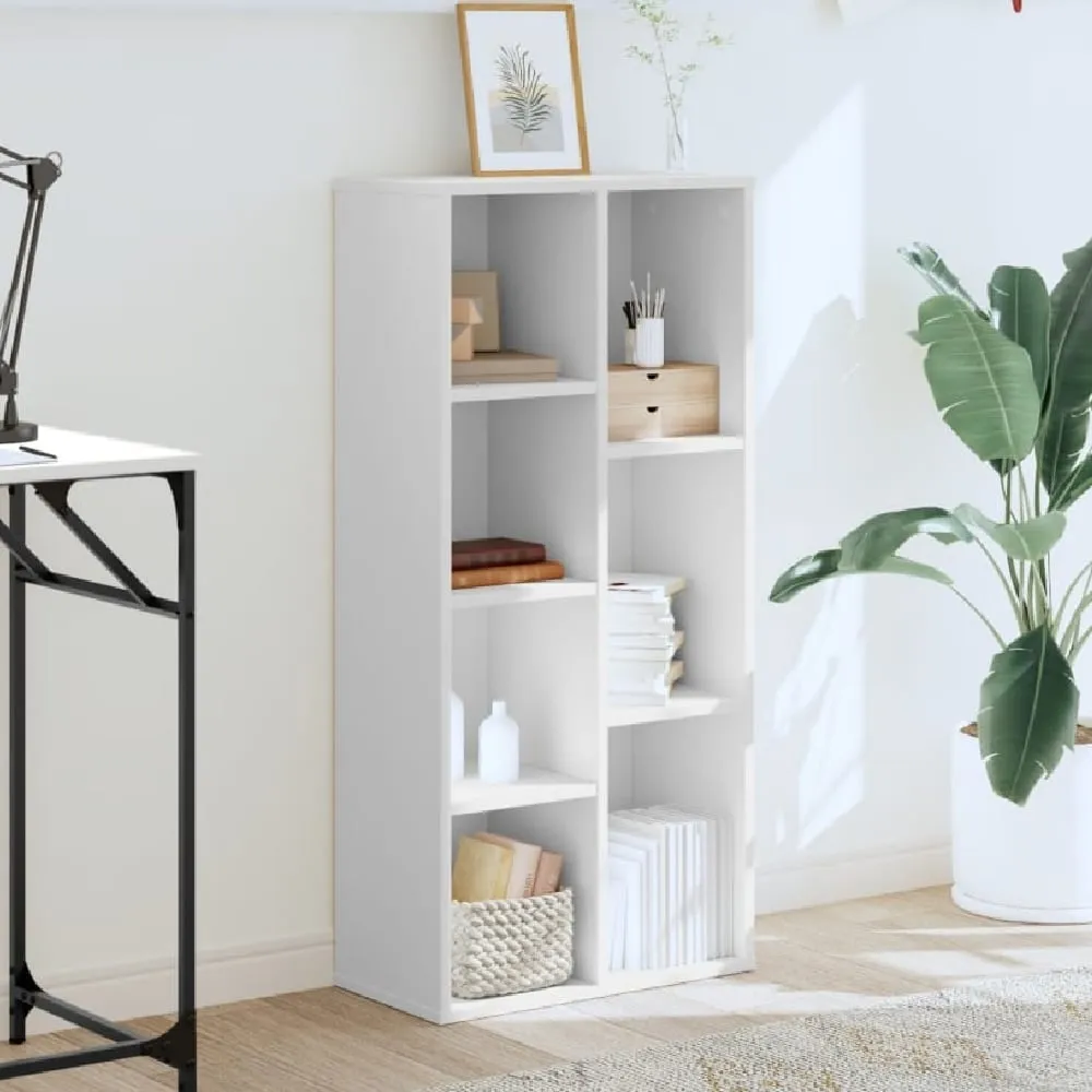 Ames 7 Compartment Bookcase - White, Engineered Wood