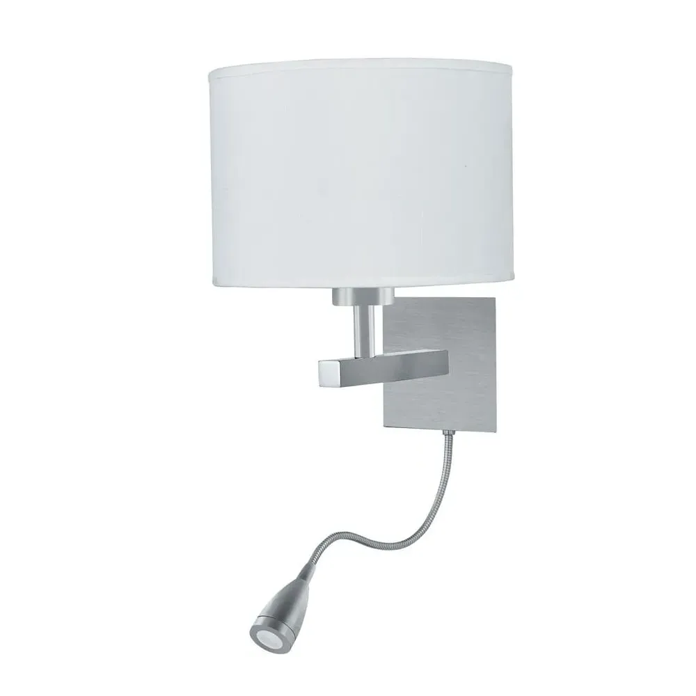 Ames LED Dual Arm Wall Light - White, Silver